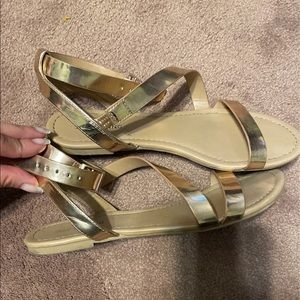 Rose gold strapped sandals